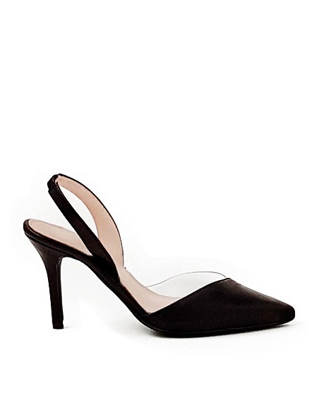 Chaussures en cuir avec talons en vinyle transparent