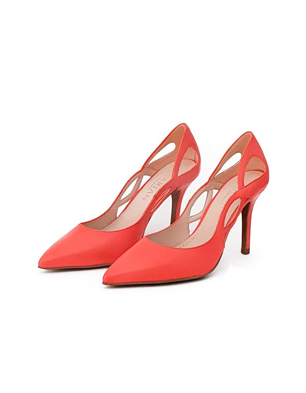Orange pump party shoes with openings 2