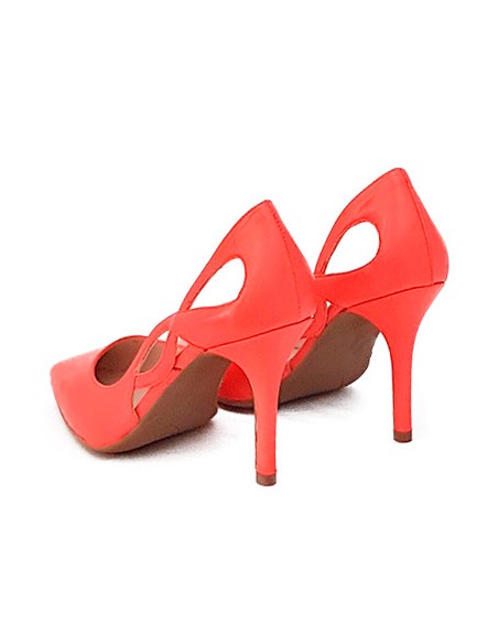 Zapato de fiesta salón coral con aberturas laterales