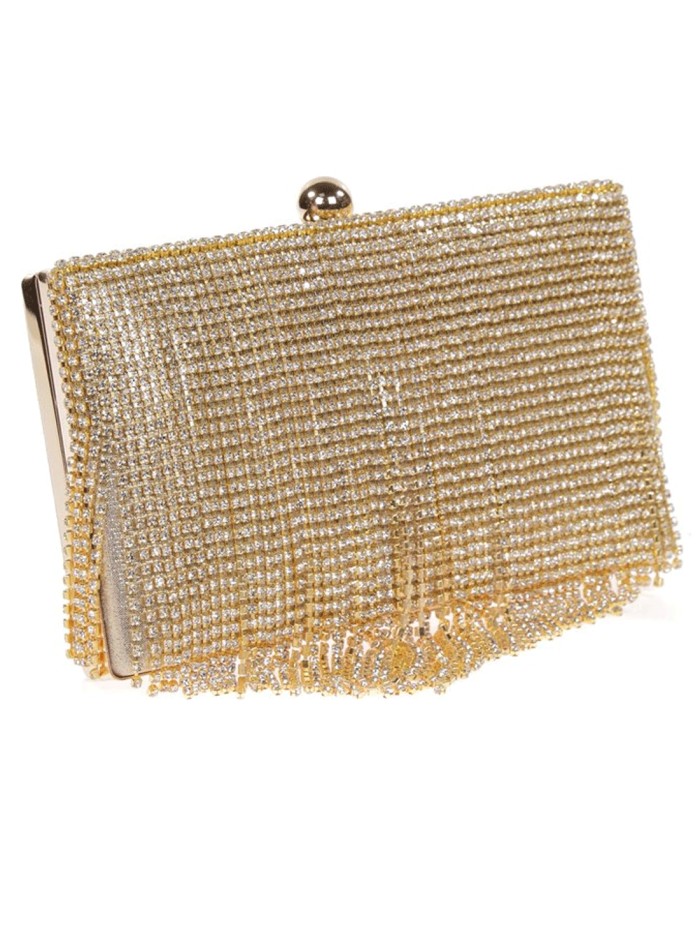 Fringed rhinestone clutch bag