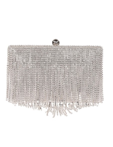 Fringed rhinestone clutch bag
