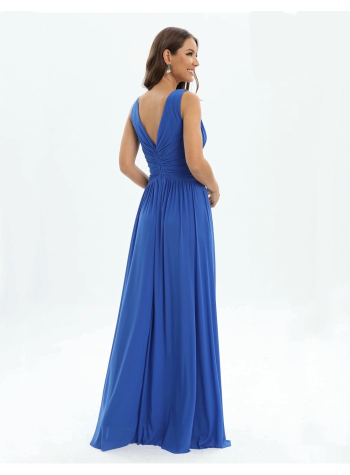 Robe de soirée à col en V et larges bretelles