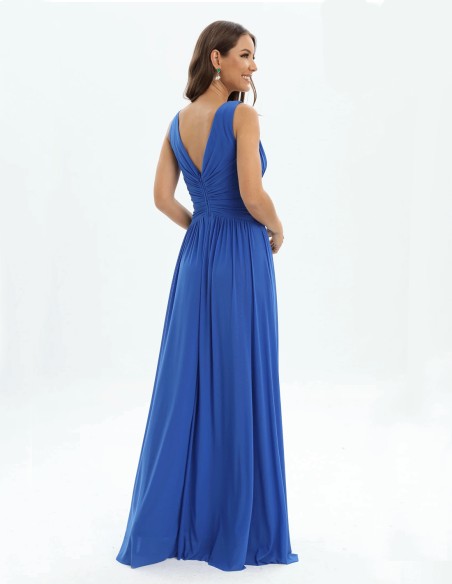 Robe de soirée à col en V et larges bretelles