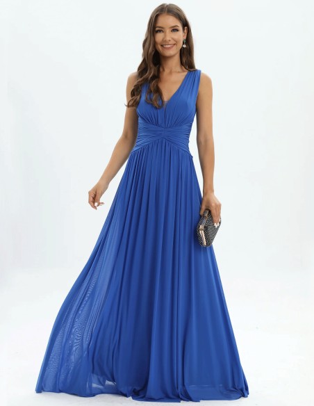 V-neck wide straps ball gown