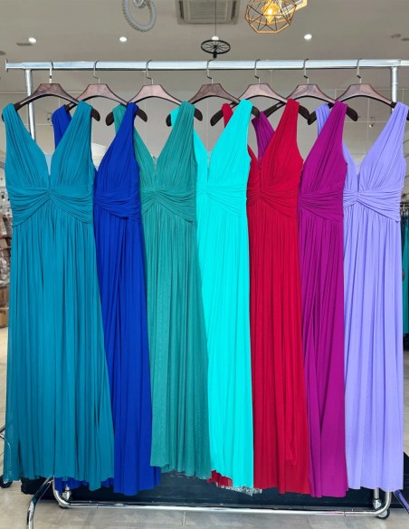 Vestido de fiesta con escote en pico de tirante ancho