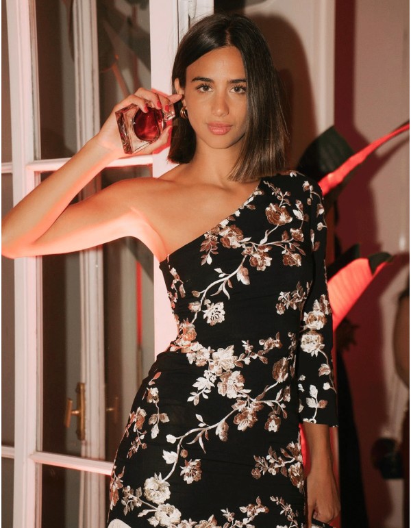 Vestido de fiesta midi con una manga y bajo de flecos - Roxana Zurdo 2