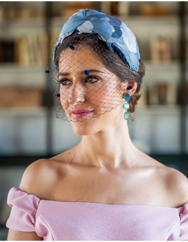 Goose feather headband in blue - Sandra Cala by Lilian - 2